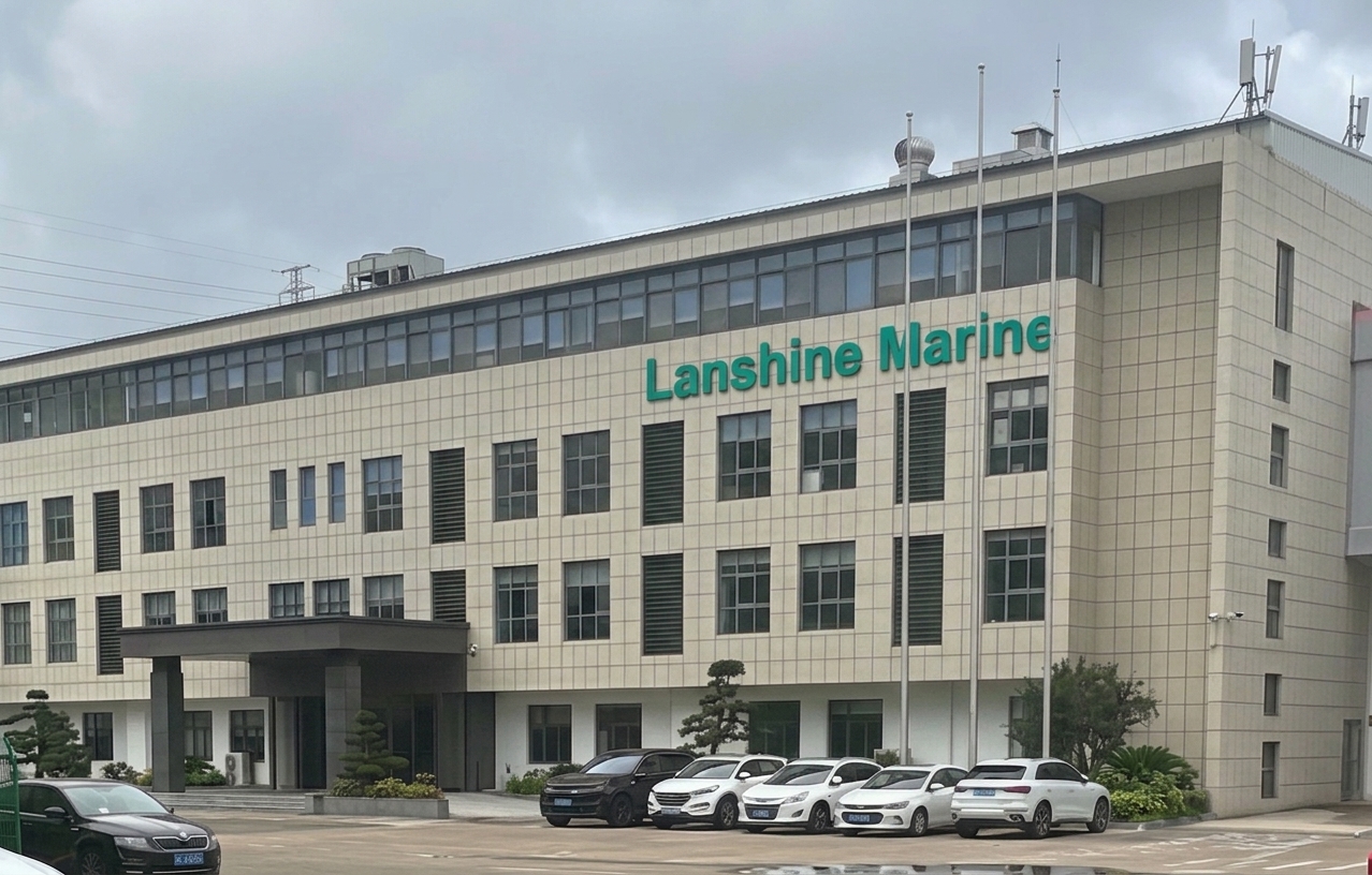 Exterior of the Lanshine Marine factory building in Ningbo, China